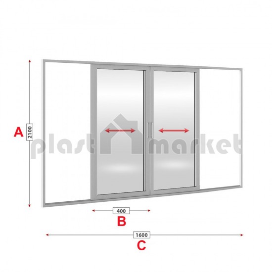 Ușa din aluminiu glisanta Lorenzoline Profil rece 160/210 cm