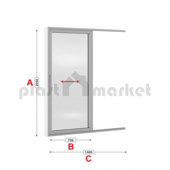 Ușă din aluminiu glisanta Etem E 1600 Profil rece 140/200 cm